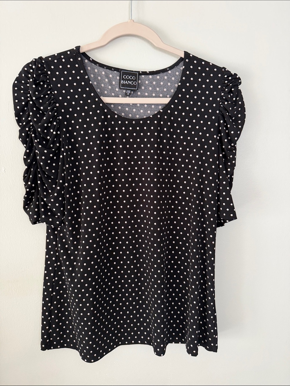 Coco Bianco Black and White Polka Dot Ruffle Sleeve Blouse